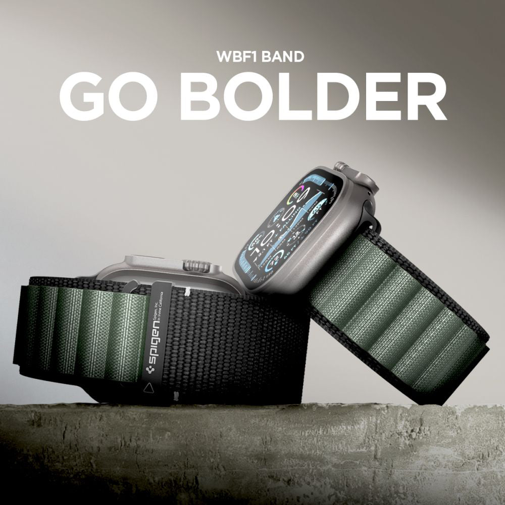 Каишка Spigen WBF1 за Apple Watch 49mm / 46mm / 45mm / 44mm Series, Черно Зелена AMP10223
