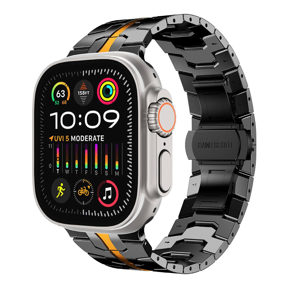 Techsuit W063 Strap for Apple Watch 49mm / 46mm / 45mm / 44mm / 42mm Series, Black Orange