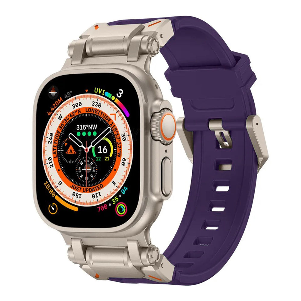 Колан Techsuit W064 за Apple Watch 49mm / 46mm / 45mm / 44mm / 42mm Series, Сребристо Лилав
