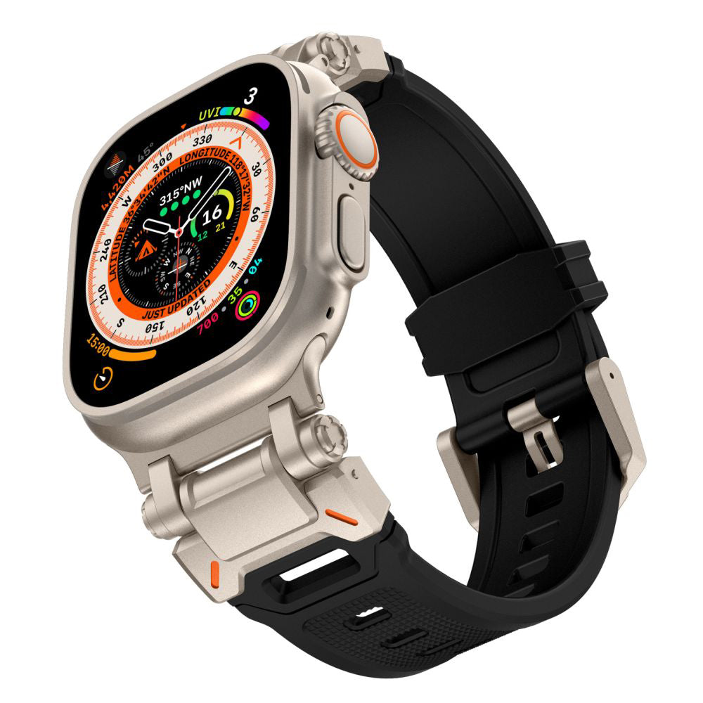 Каишка Techsuit W064 за Apple Watch 49mm / 46mm / 45mm / 44mm / 42mm Series, Черно Сребриста