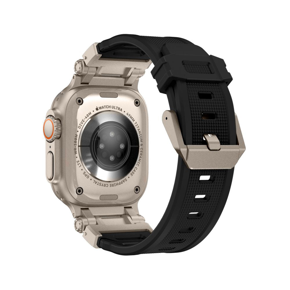 Каишка Techsuit W064 за Apple Watch 49mm / 46mm / 45mm / 44mm / 42mm Series, Черно Сребриста