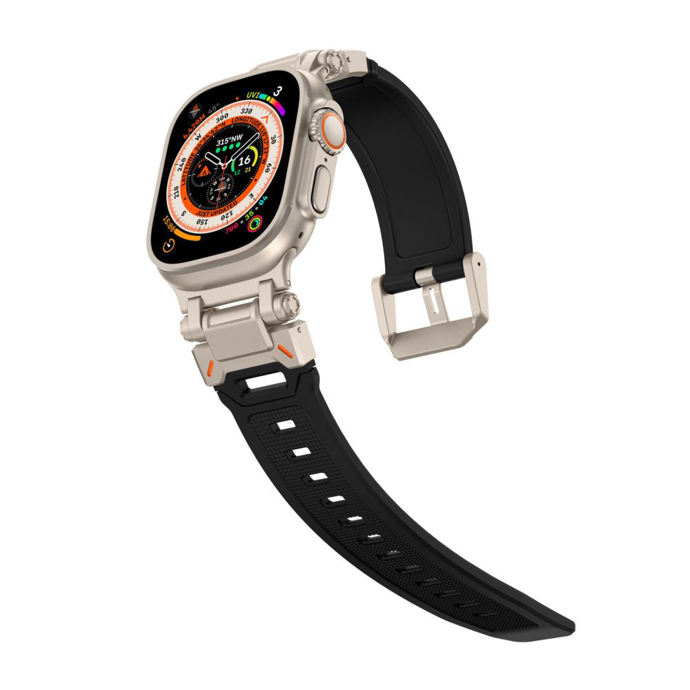Каишка Techsuit W064 за Apple Watch 49mm / 46mm / 45mm / 44mm / 42mm Series, Черно Сребриста