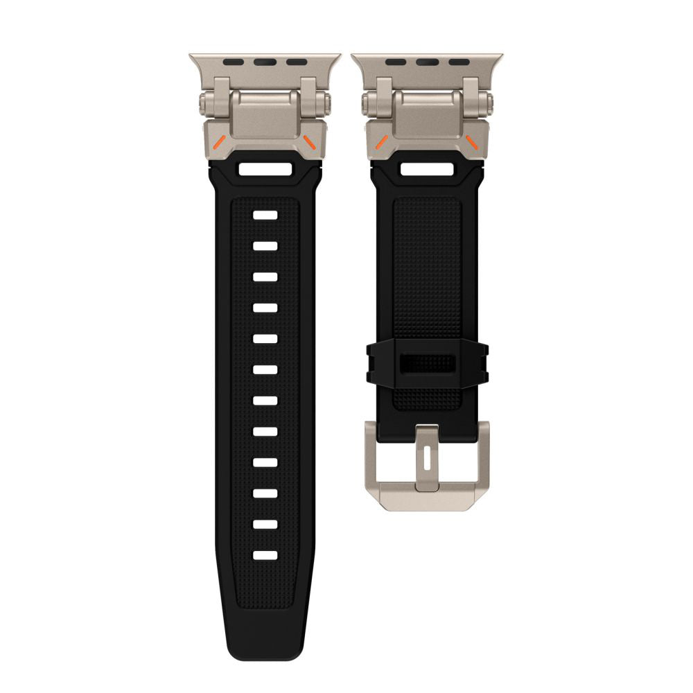 Каишка Techsuit W064 за Apple Watch 49mm / 46mm / 45mm / 44mm / 42mm Series, Черно Сребриста