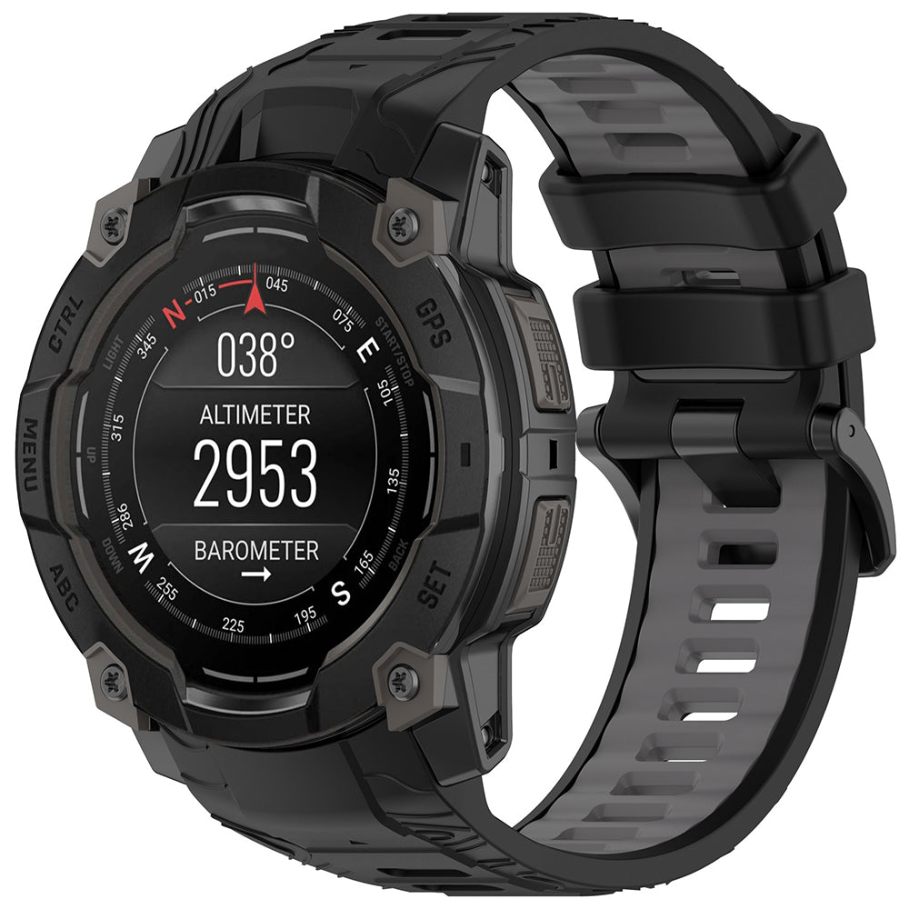 Колан Techsuit W077 за Garmin Instinct 3 50mm Solar / Instinct 3 50mm, Черно Сив