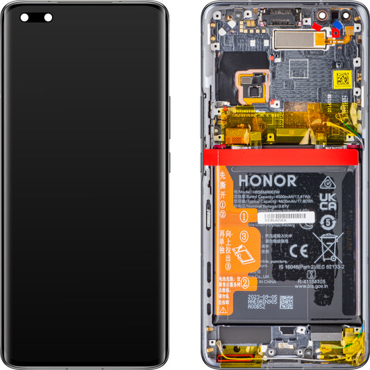 Тъчскрийн дисплей Тъчскрийн Honor Magic4 Pro, с рамка и батерия, черен, сервизен пакет 0235AGXA