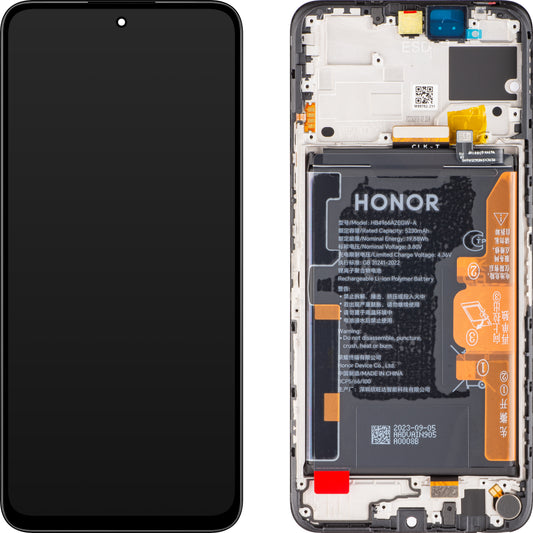 Тъчскрийн дисплей Тъчскрийн Honor 90 Smart / X7b 4G, с рамка и батерия, черен (Midnight Black), сервизен пакет 0235AHDQ