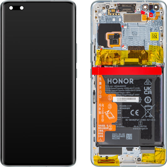 Дисплей с тъчскрийн Honor Magic4 Pro, с рамка и батерия, тюркоазен, сервизен пакет 0235AGXC