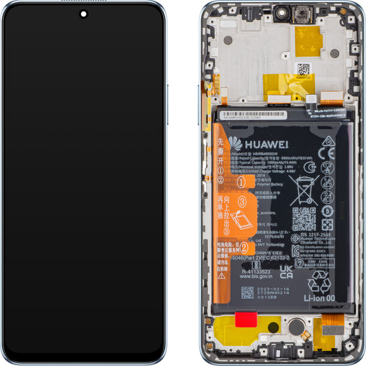 Display with Touchscreen Huawei nova Y90, with Frame and Battery, Crystal Blue, Service Pack 02355ARH
