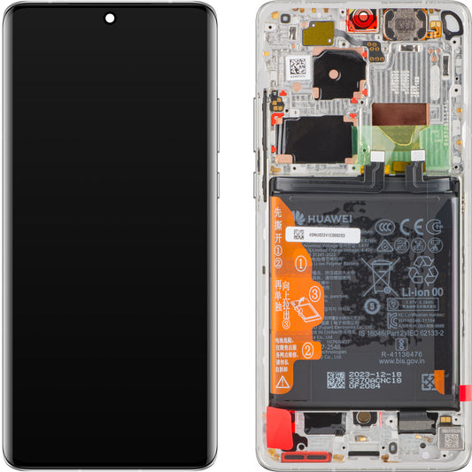 Display with Touchscreen Huawei P50 Pro, with Frame and Battery, Pearl White, Service Pack 02354SNU