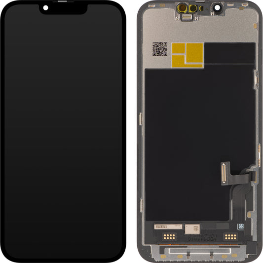 JK сензорен дисплей за Apple iPhone 13, с рамка, OLED IC подвижна версия, черен