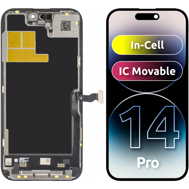 Дисплей с тъчскрийн JK за Apple iPhone 14 Pro, с рамка, версия LCD In-Cell IC Movable, черен