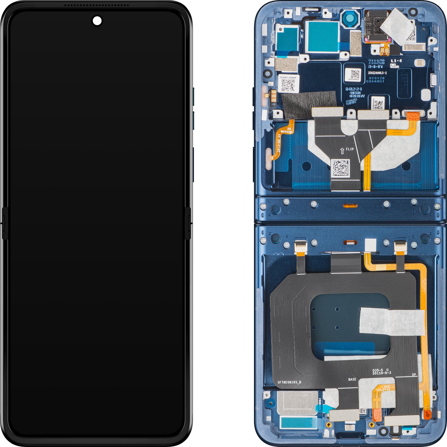 Дисплей с тъчскрийн Motorola Razr 2025 / Razr 60, с рамка, подложка, тъмносин (Gibraltar Sea), Service Pack 5D68C29965