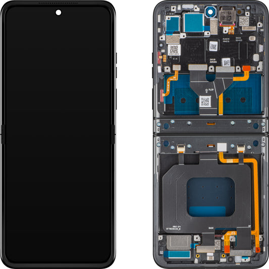 Дисплей с тъчскрийн Motorola Razr 2024 / Razr 50, с рамка, Sub Inner, сив (Steel Wool), Service Pack 5D68C24806