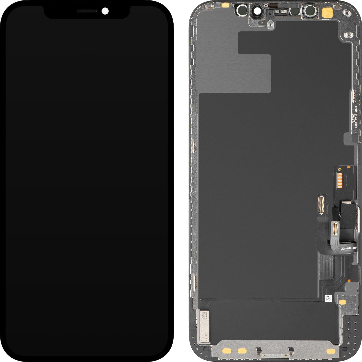 Дисплей с тъчскрийн MP, съвместим с Apple iPhone 12 / 12 Pro, с рамка, OLED версия за диагностика, черен