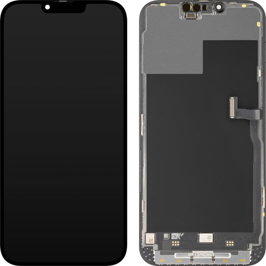 Дисплей с MP сензорен екран, съвместим с Apple iPhone 13 Pro Max, с рамка, премиум версия Soft OLED FHD 120Hz диагностичен, черен