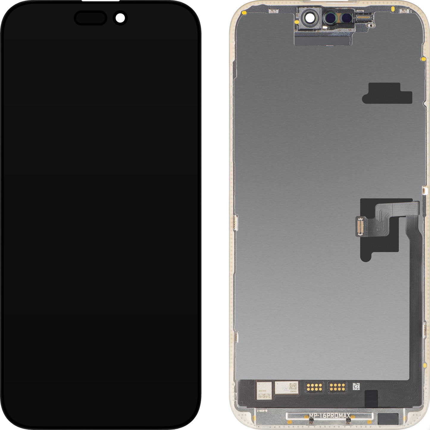 Дисплей с MP сензорен екран, съвместим с Apple iPhone 16 Pro Max, с рамка, софтуерна версия OLED FHD Diagnostic, черен
