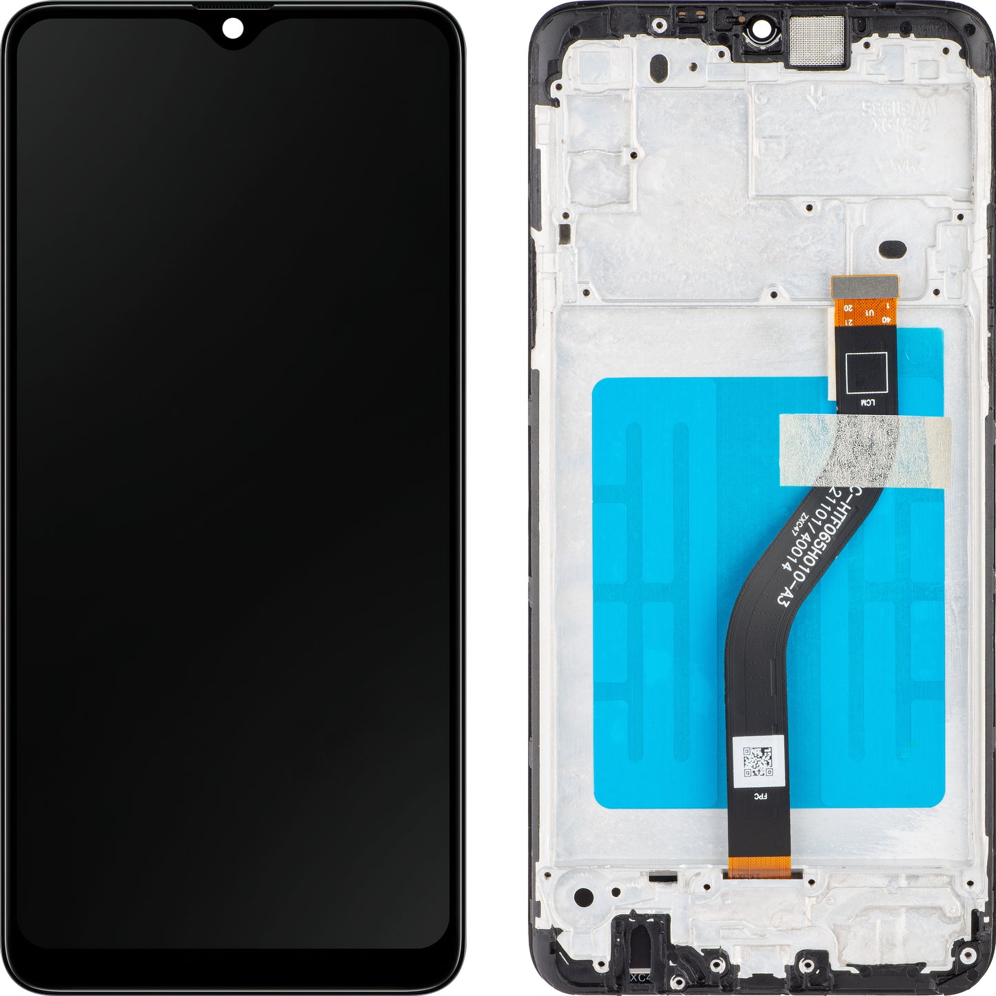 MP сензорен дисплей, съвместим със Samsung Galaxy A20s A207, с рамка, черен