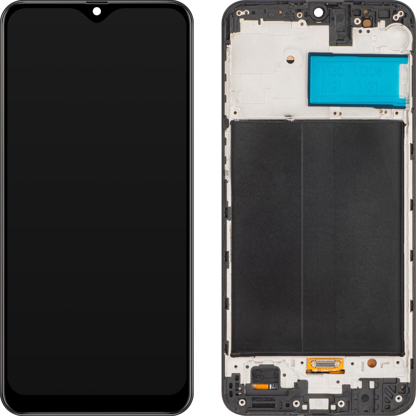 MP сензорен дисплей, съвместим със Samsung Galaxy M31 M315 / M21 M215 / M30s M307 / M30 M305, с рамка, OLED версия, черен