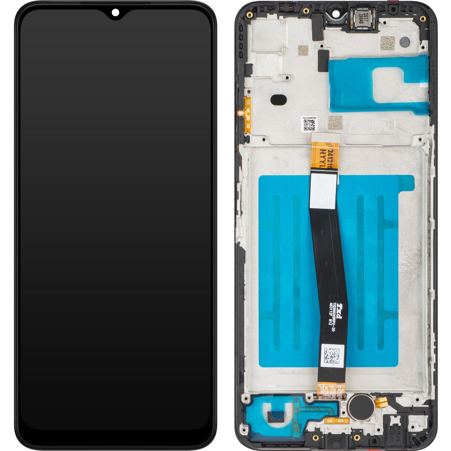 MP сензорен дисплей, съвместим със Samsung Galaxy A22 5G A226, с рамка, черен