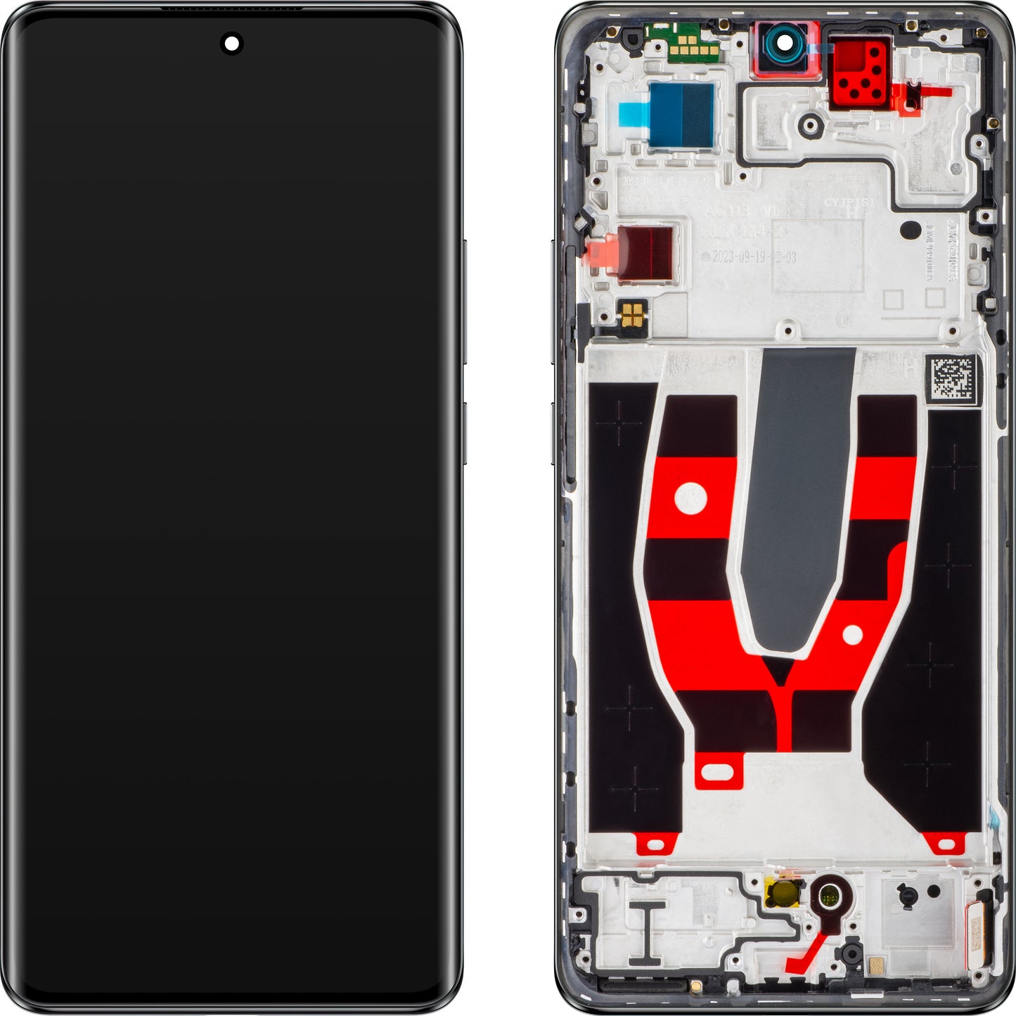 Oppo Reno10 Сензорен дисплей с рамка, черен (сребристо сив), сервизен пакет 621029000060