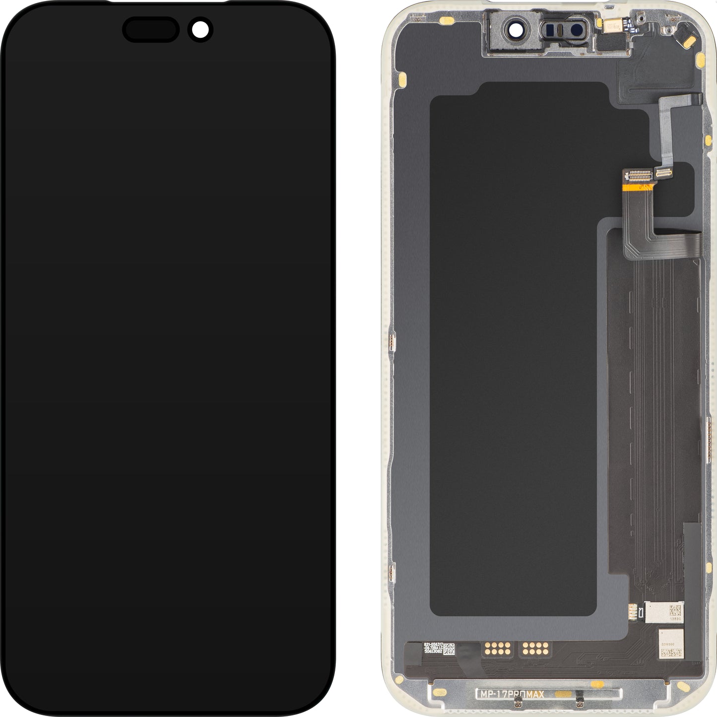 Дисплей с тъчскрийн и сензор за близост и светлина MP, съвместим с Apple iPhone 17 Pro Max, с рамка, софтуерна версия OLED FHD 120Hz диагностичен, черен