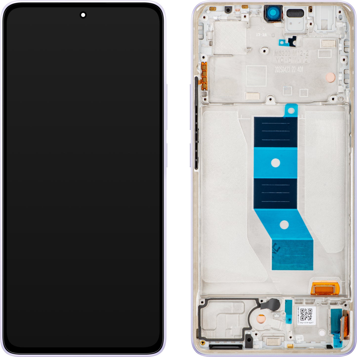 Дисплей с тъчскрийн Xiaomi Redmi Note 14 5G, с рамка, Лавандулово лилаво (Lavender Purple), Service Pack 56001900O1700