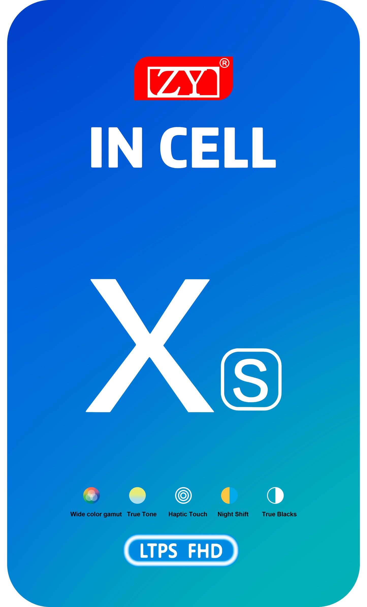 ZY Сензорен дисплей за Apple iPhone XS, с рамка, версия In-Cell LCD, черен