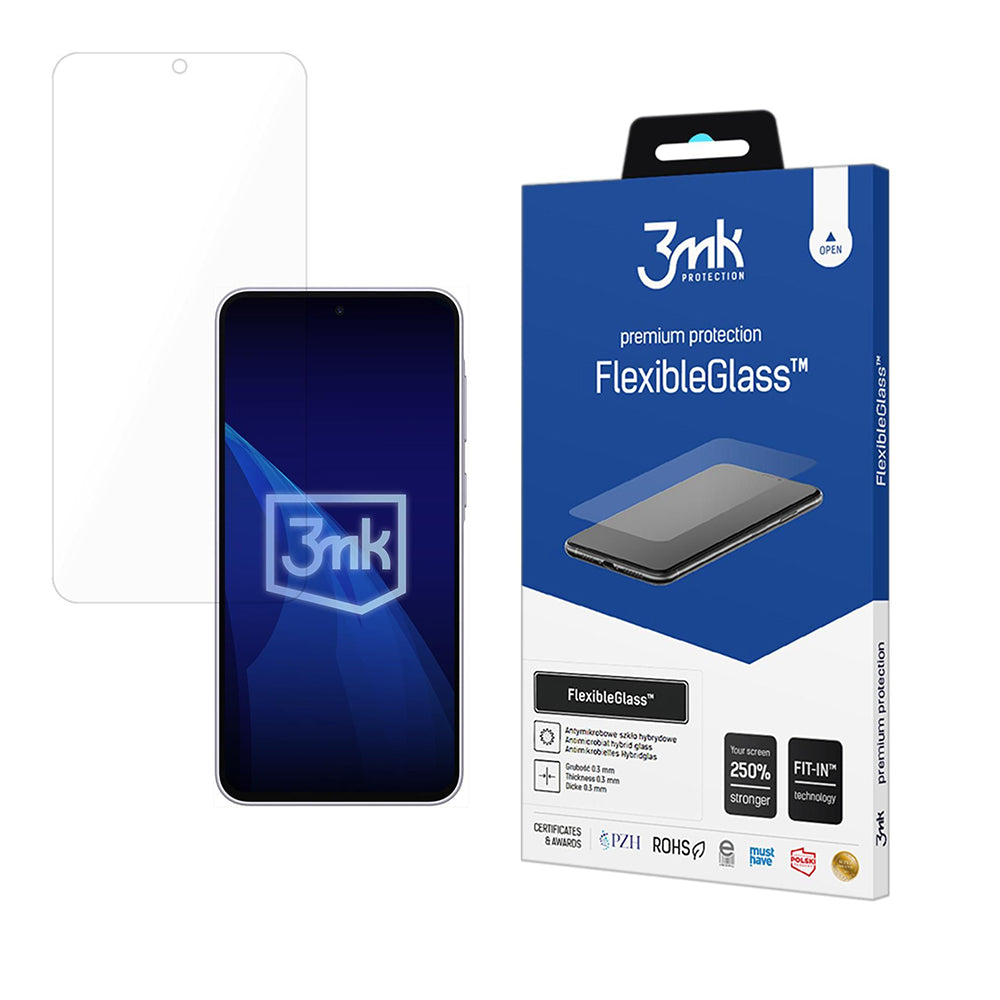 Протектор за екран 3MK FlexibleGlass за Samsung Galaxy A37 5G, гъвкаво стъкло, пълно залепване
