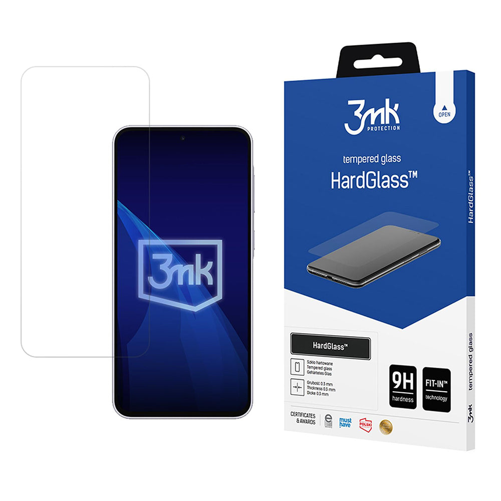 Протектор за екран 3MK HardGlass за Samsung Galaxy A37 5G, закалено стъкло, пълно залепване