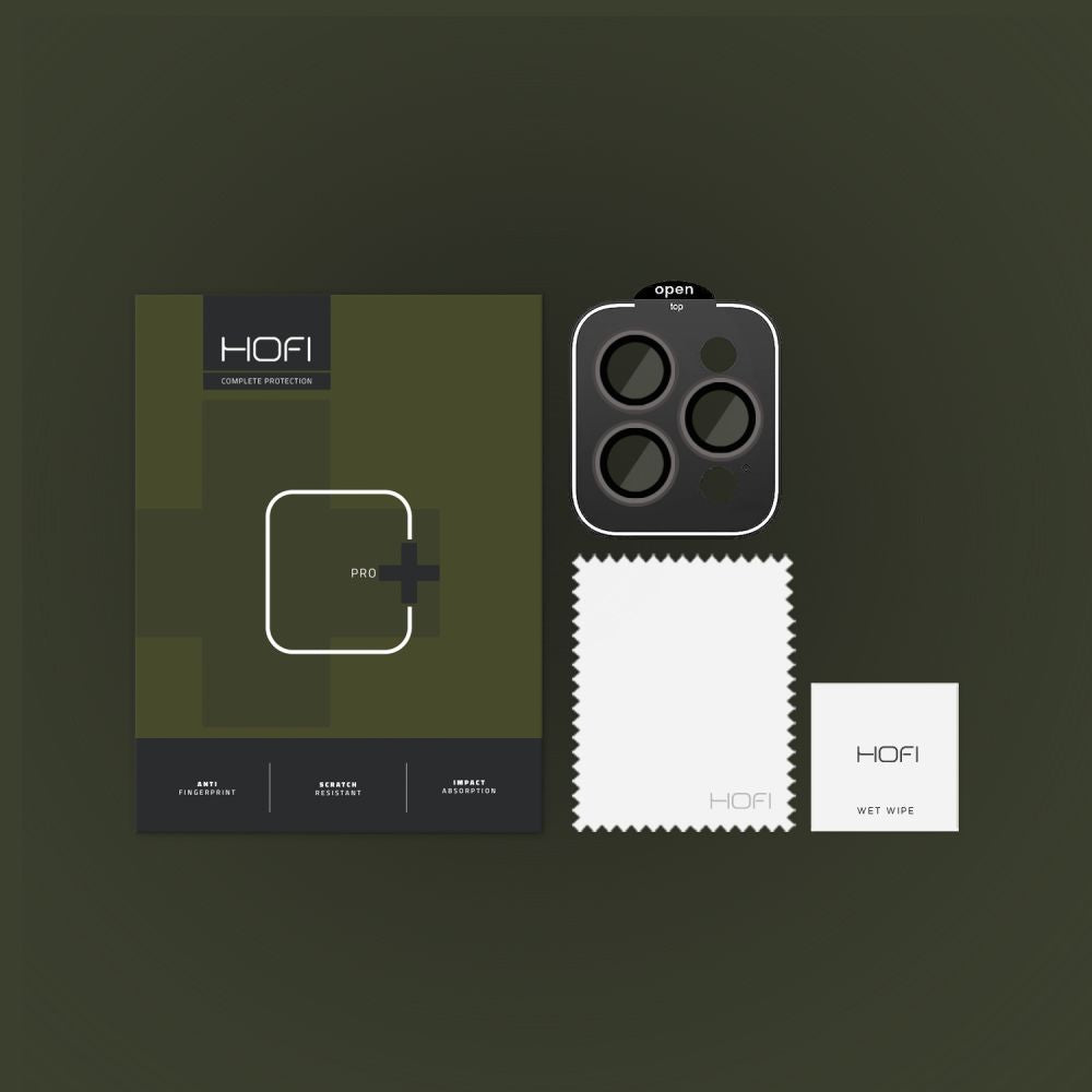 Протектор за задна камера HOFI CamRing PRO+ за Apple iPhone 15 Pro Max / 15 Pro, закалено стъкло, черен