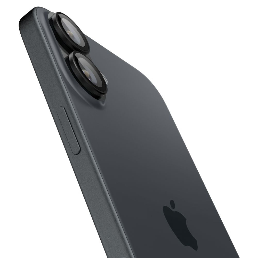 Spigen EZ FIT Защитно фолио за задна камера за Apple iPhone 16 Plus / 16, със стъклена защита, комплект от 2 части, черно AGL07921 AGL07921
