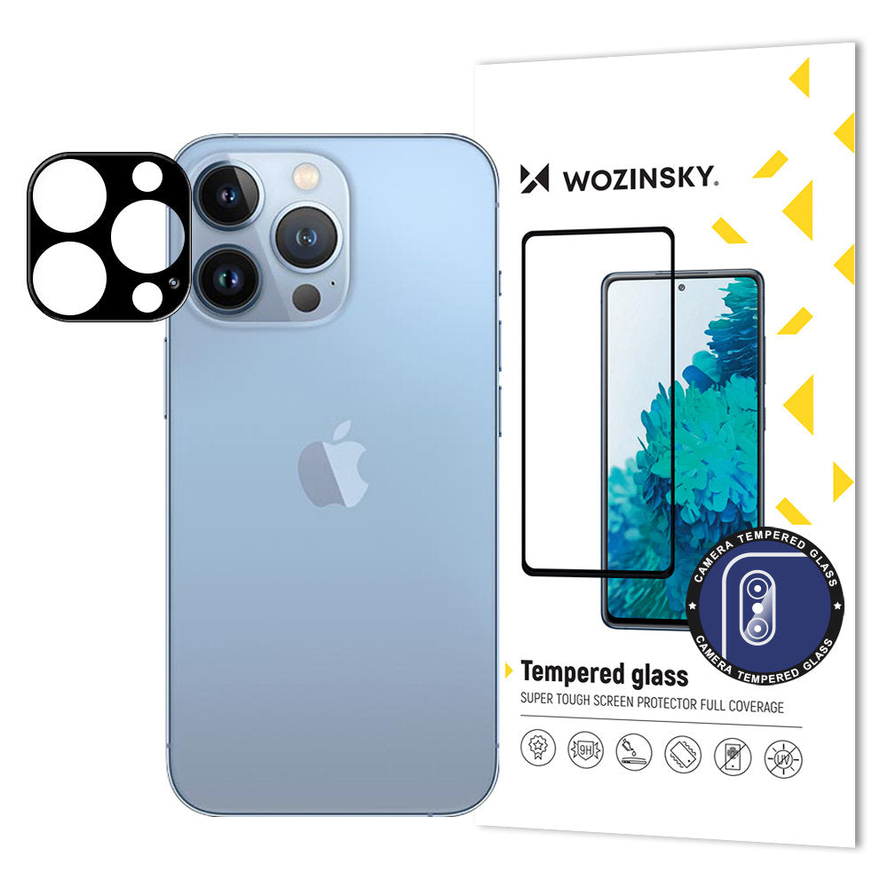 Защитно фолио за задна камера WZK за Apple iPhone 15 Pro Max, закалено стъкло, черно