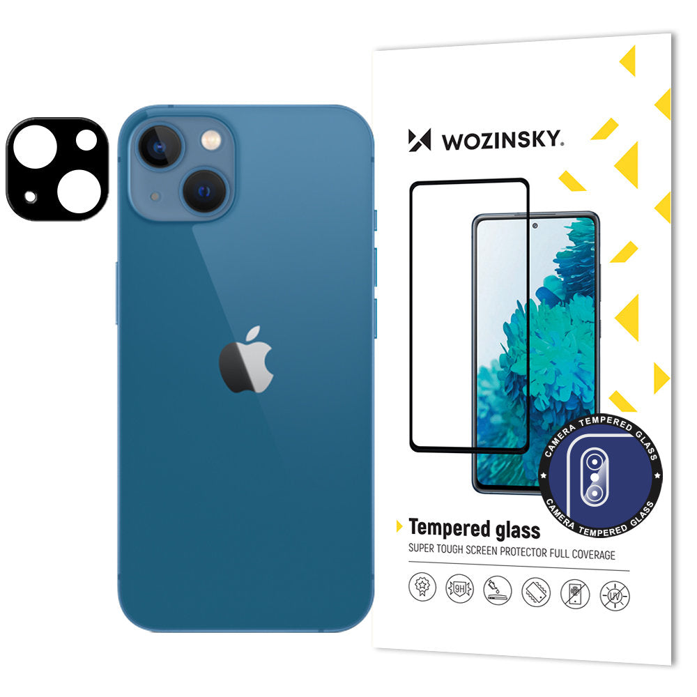 Фолио за защита на задната камера WZK за Apple iPhone 15, Закалено стъкло, Черно