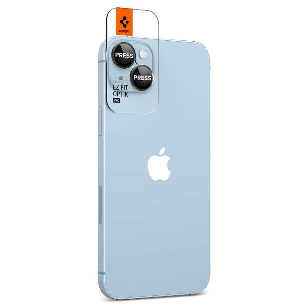 Защитно фолио за задна камера Spigen GlastR EZ FIT Optik Pro за Apple iPhone 15 Plus / 15, Закалено стъкло, Комплект 2 броя, Черно AGL05213