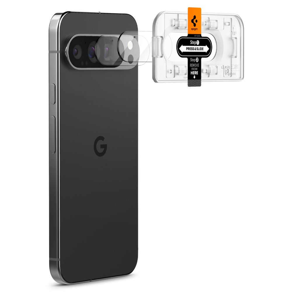 Защитно фолио за задна камера Spigen EZ FIT за Google Pixel 9 Pro, защитено със стъкло, комплект 2 броя AGL08444
