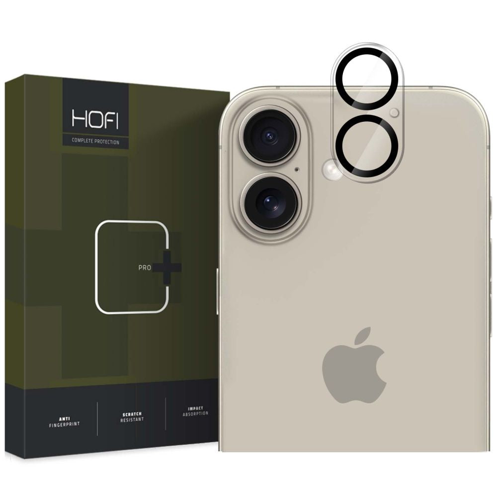 Защитно фолио за задна камера HOFI CAM PRO+ за Apple iPhone 16 Plus / 16, Закалено стъкло, Черно