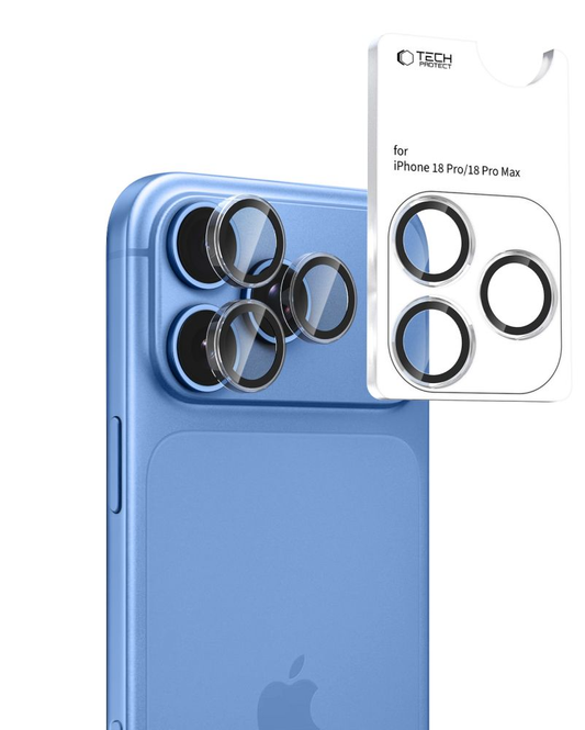 Протектор за задна камера Tech-Protect CamRing Fit+ за Apple iPhone 18 Pro / 18 Pro Max, закалено стъкло, прозрачен