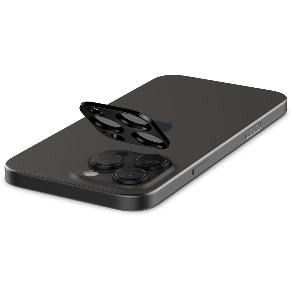 Spigen Optik Защитно фолио за задна камера за Apple iPhone 15 Pro Max / 15 Pro, със стъклена защита, пълно залепване, комплект 2 броя, черно AGL05273