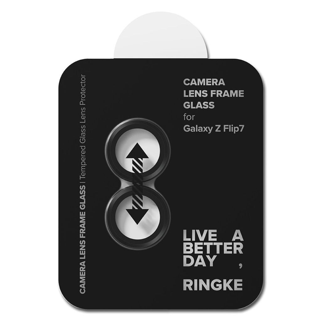Защитно фолио за задна камера Ringke за Samsung Galaxy Z Flip7 F766, закалено стъкло, комплект от 2 броя, черно