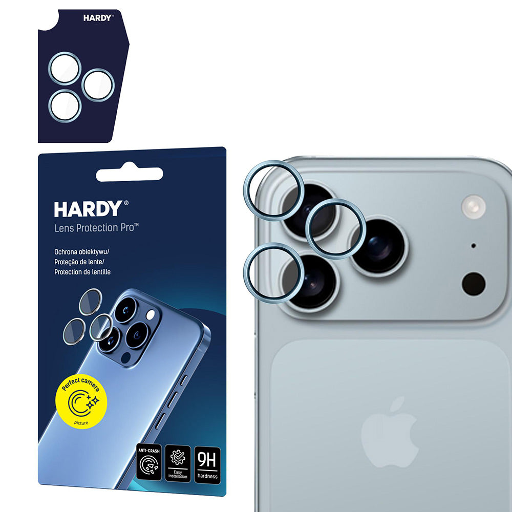 Фолио за защита на задната камера 3MK Hardy Protection Pro за Apple iPhone 17 Pro Max / 17 Pro, Закалено стъкло, Синьо