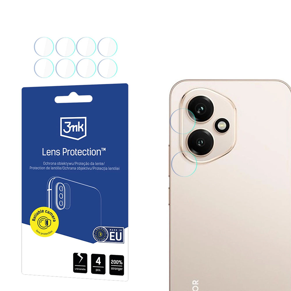 Протектор за задна камера 3MK Protection за Honor 400, гъвкаво стъкло, комплект от 4 броя, прозрачен