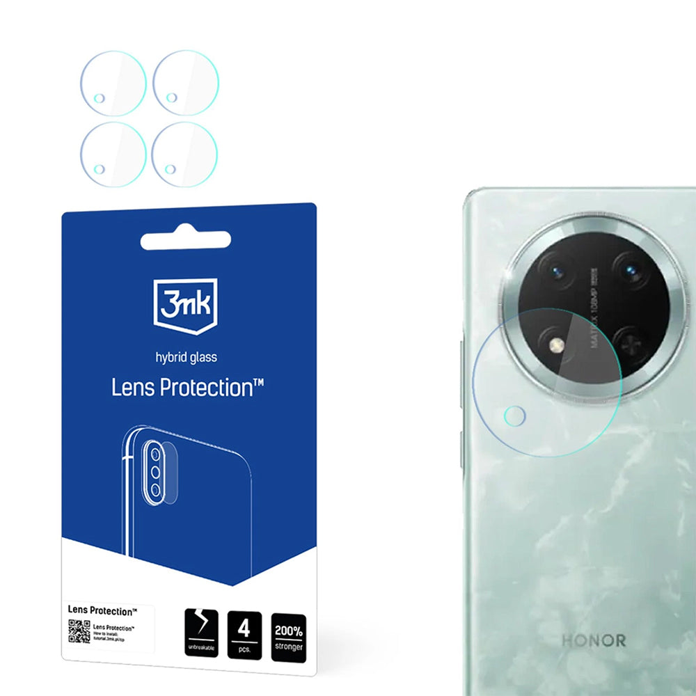 Протектор за задна камера 3MK Protection за Honor Magic7 Lite, гъвкаво стъкло, комплект от 4 броя, прозрачен
