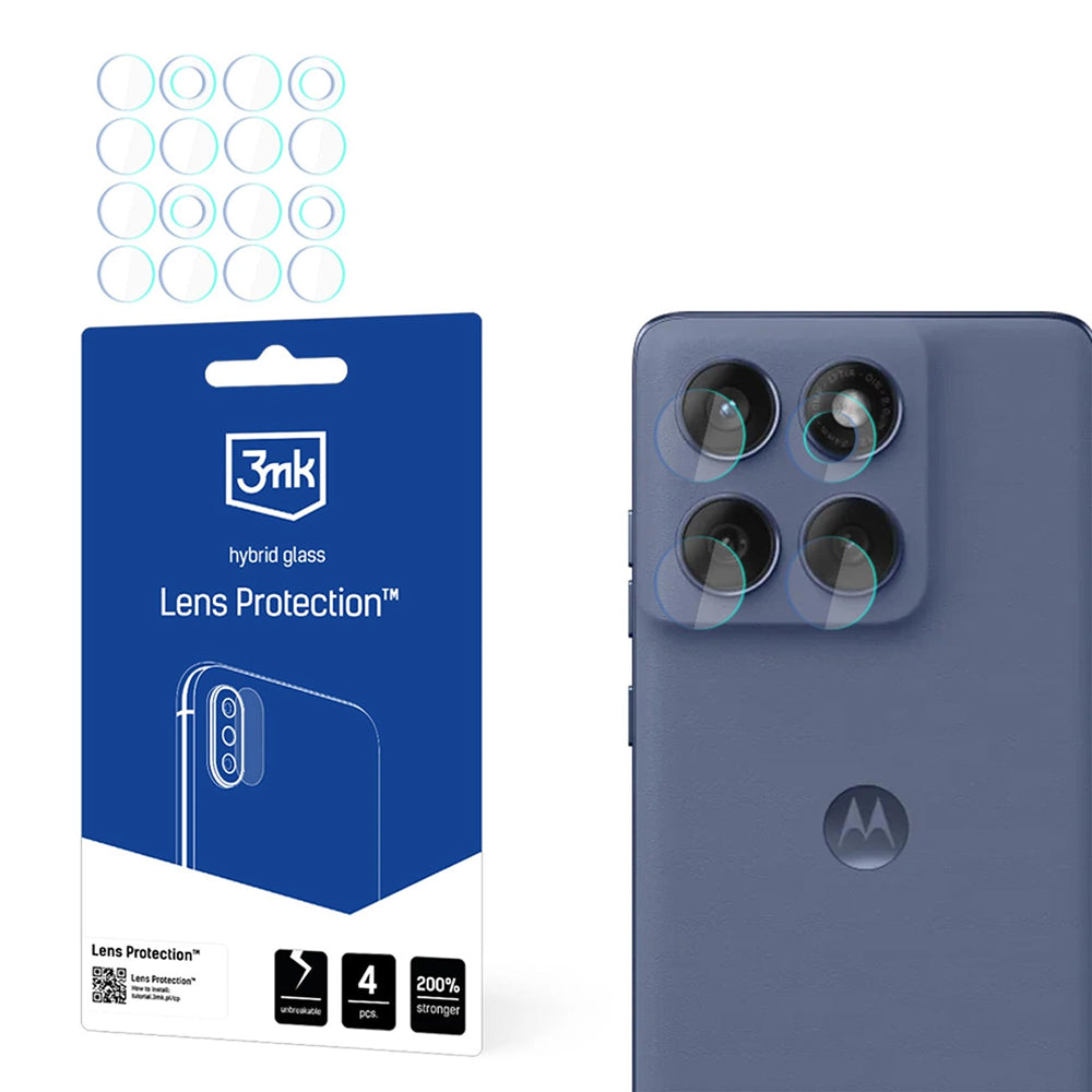 Протектор за задна камера 3MK Protection за Motorola Edge 60 Fusion, гъвкаво стъкло, комплект от 4 броя, прозрачен
