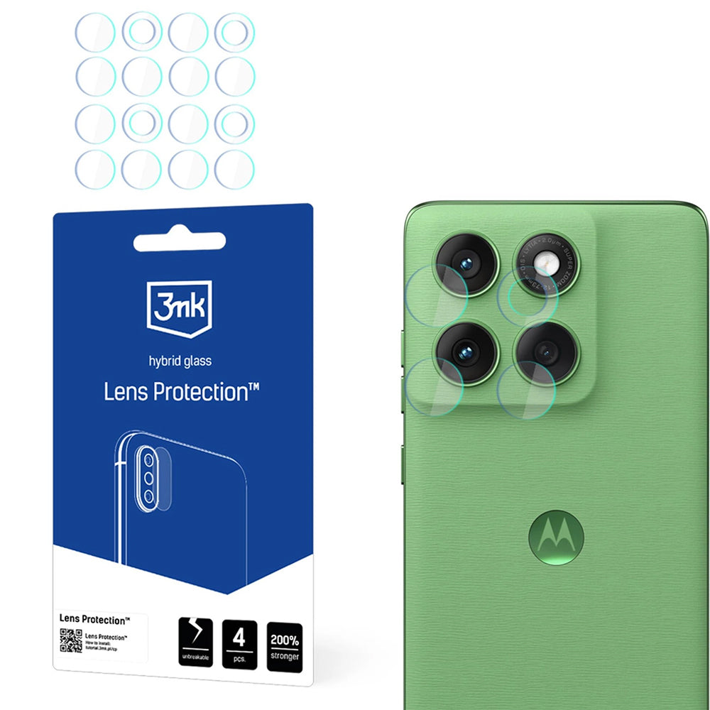 Протектор за задна камера 3MK Protection за Motorola Edge 60, гъвкаво стъкло, комплект от 4 броя, прозрачен
