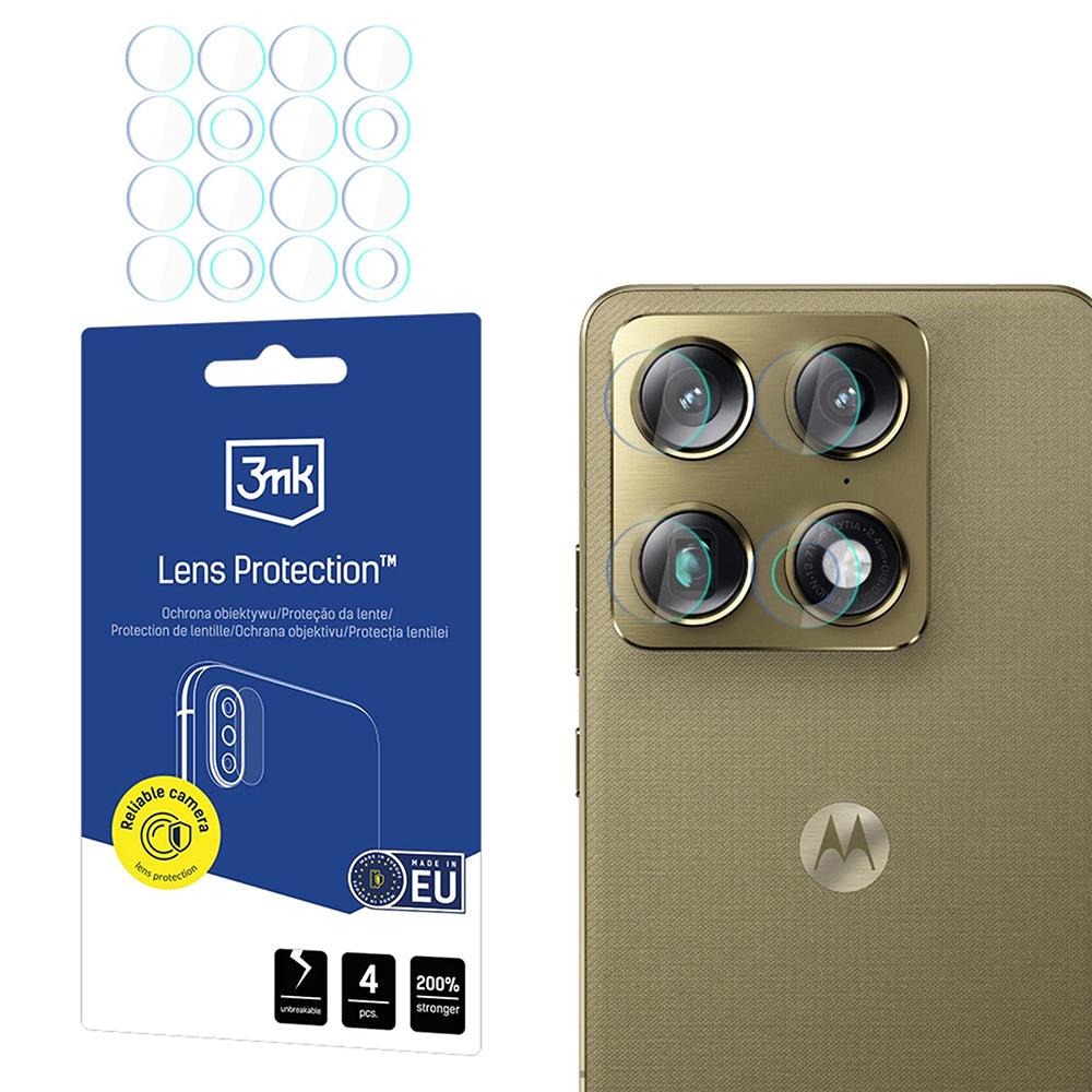 Защитно фолио за задна камера 3MK Protection за Motorola Edge 70 Ultra / Signature, Гъвкаво стъкло, Комплект от 4 броя, Прозрачно