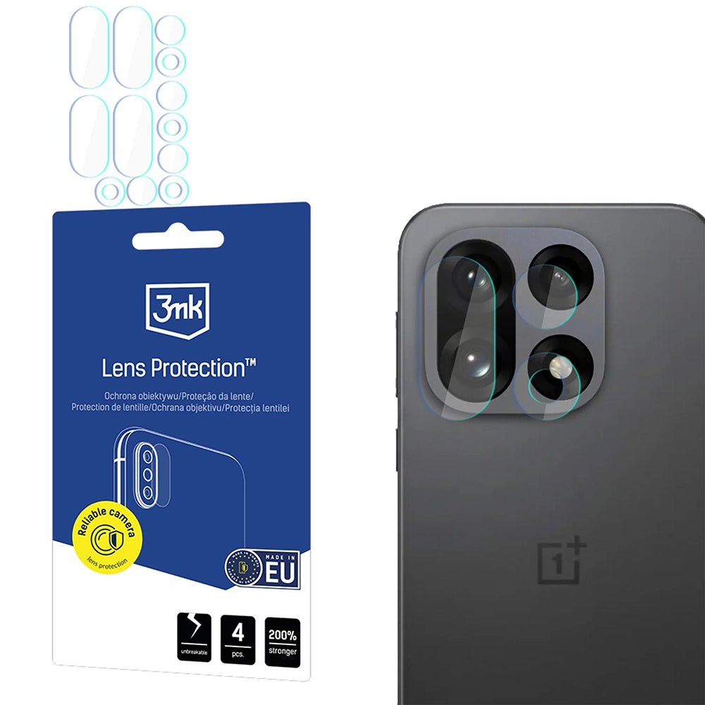Фолио за защита на задната камера 3MK Protection за OnePlus 15, Закалено стъкло, Комплект 4 броя, Прозрачно