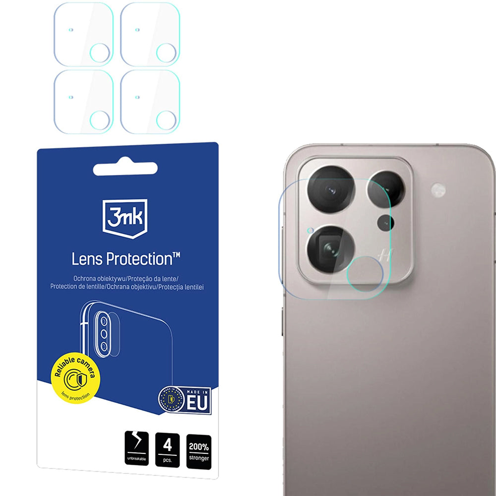 Защитно фолио за задна камера 3MK Protection за Oppo Find X9, закалено стъкло, комплект от 4 броя, прозрачно