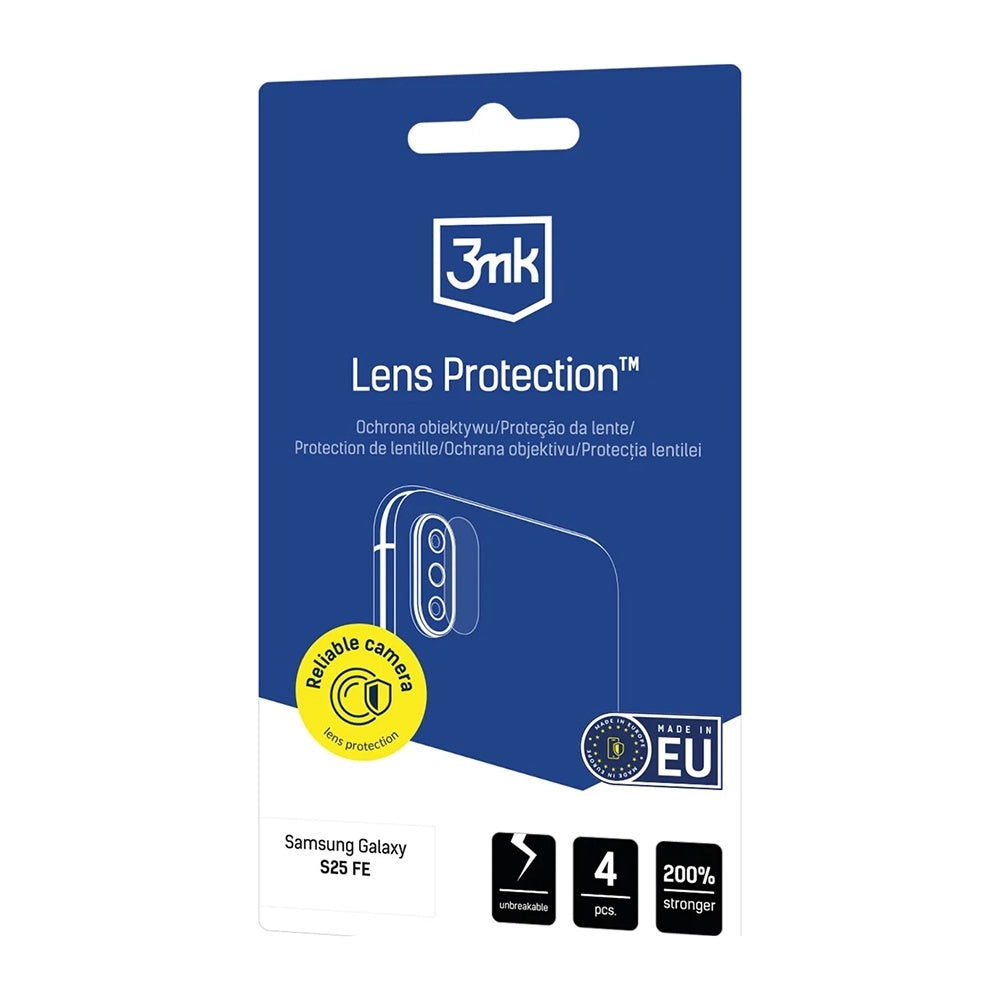 Фолио за защита на задната камера 3MK Protection за Realme Note 70T, Закалено стъкло, Комплект от 4 броя, Прозрачно