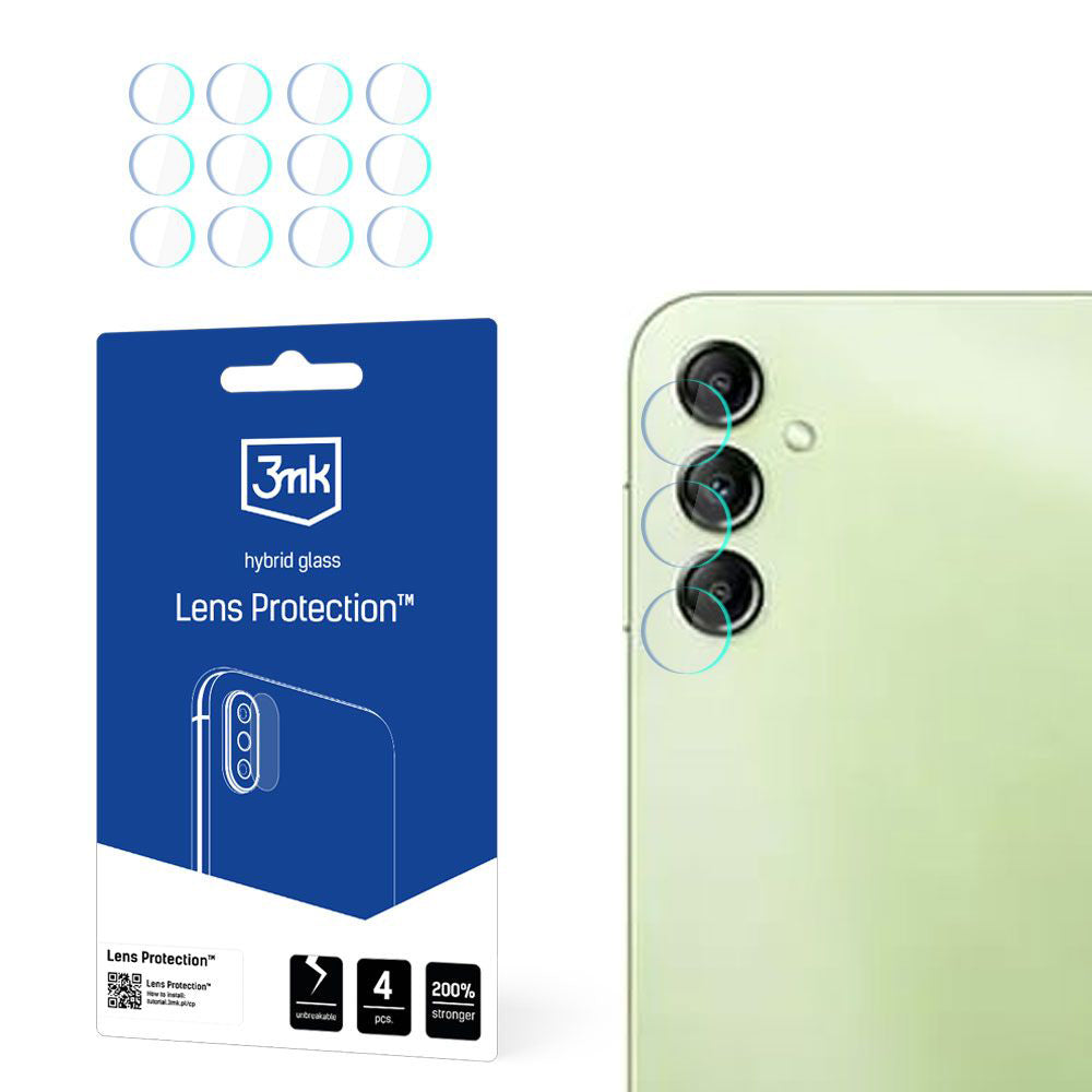 Протектор за задна камера 3MK Protection за Samsung Galaxy A14 A145 / A14 5G A146, гъвкаво стъкло, комплект от 4 броя, прозрачен