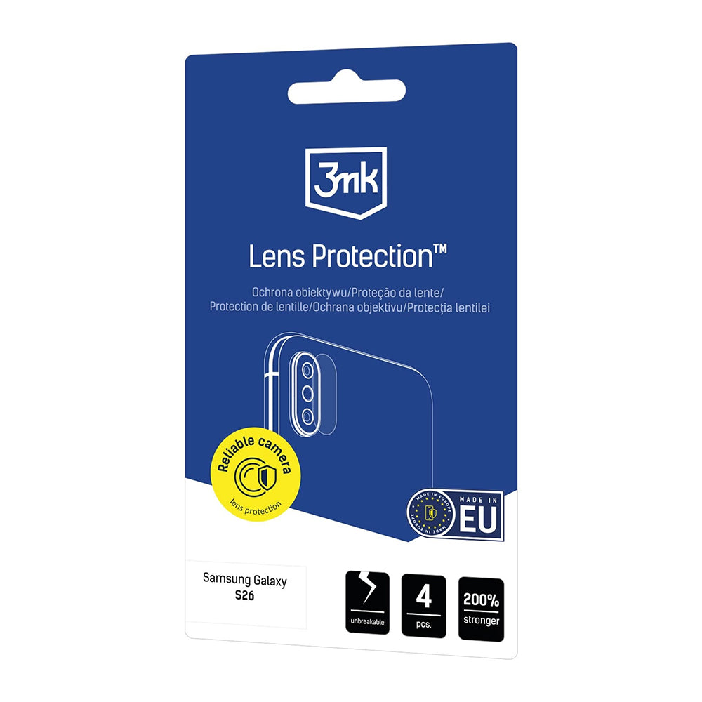 Back Camera Protection Film 3MK Protection for Samsung Galaxy S26 S942, Tempered Glass, Set of 4 pieces, Transparent